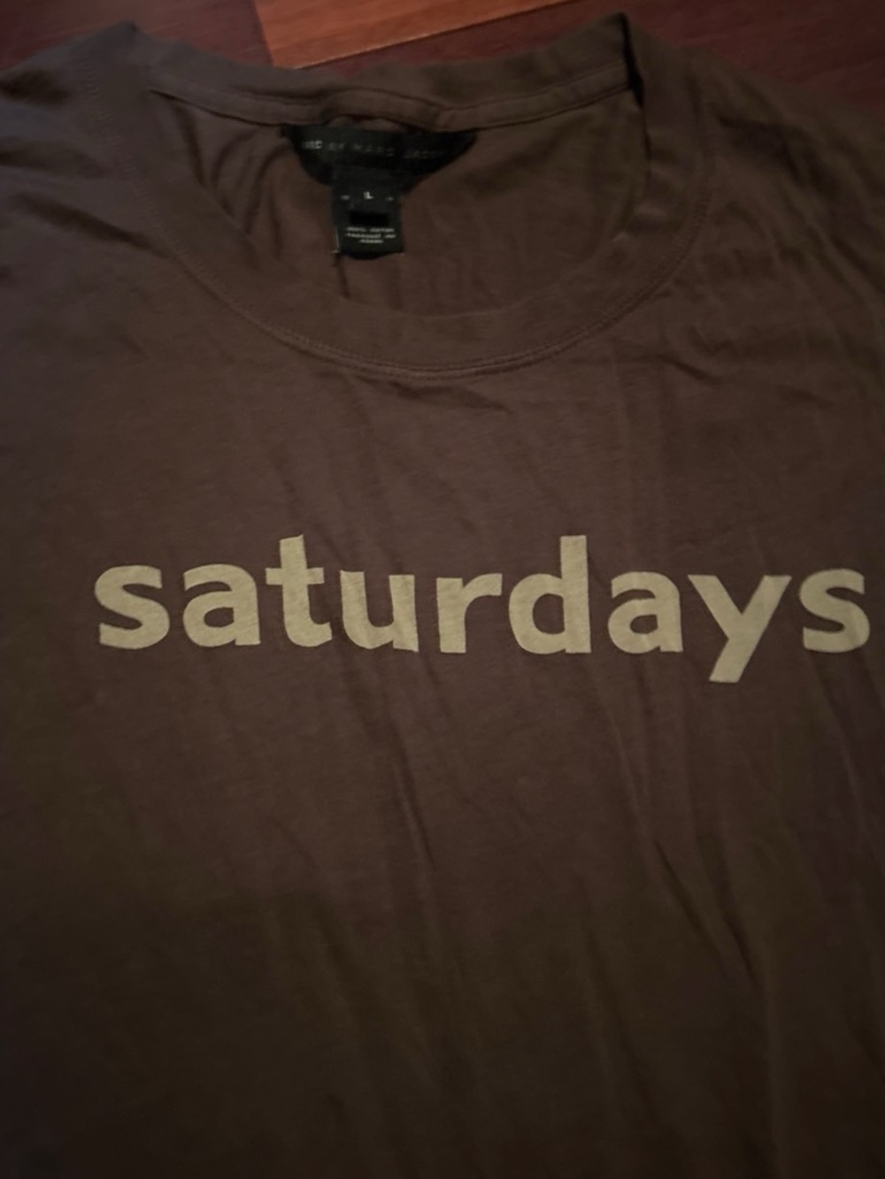 Marc By Marc Jacobs Brown 'saturdays' Logo Short Sleeve Tee